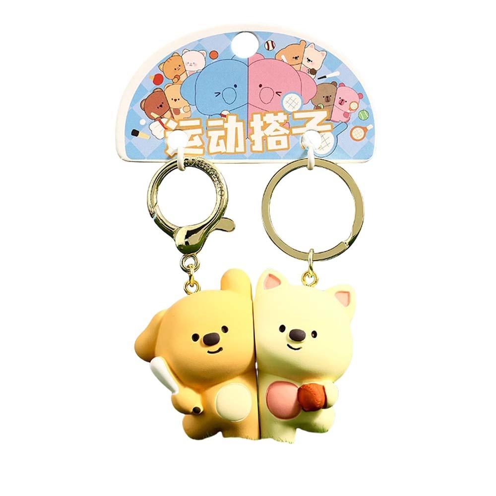 Table Tennis Magnetic Tennis Bear Keychain Animal Couple Pendant  Best Friends