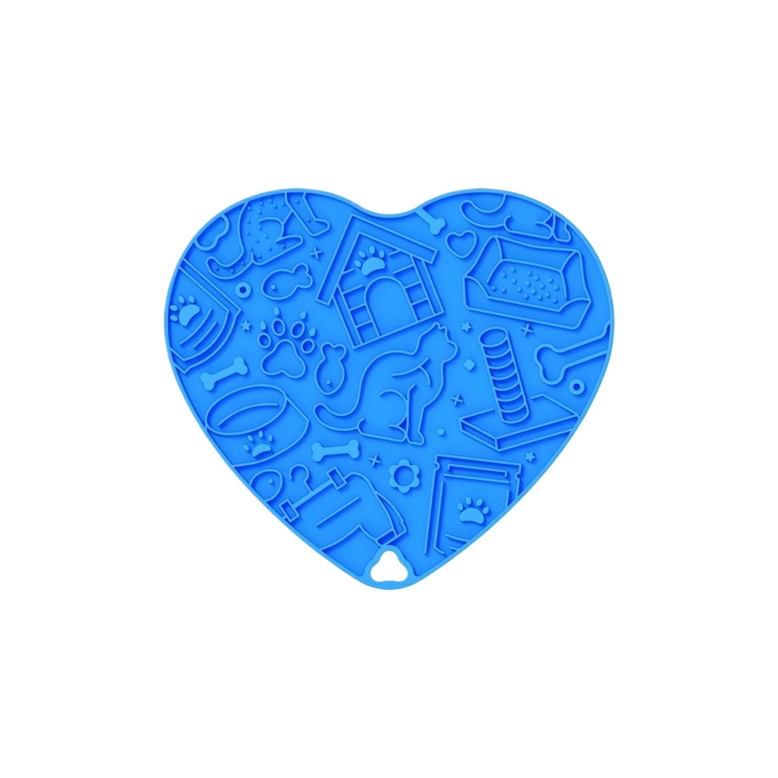 

Heart Shaped Silicone Suction Slow Feeder Mat for Pets Non Slip Licking Pad for Dogs and Cats Anti Choke Feeding Aid One Size синий