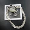 Silver 925 Rutile Quartz Owl Fancy Shape 118.45 Ct Pendant With Chain Natural P-2071-S