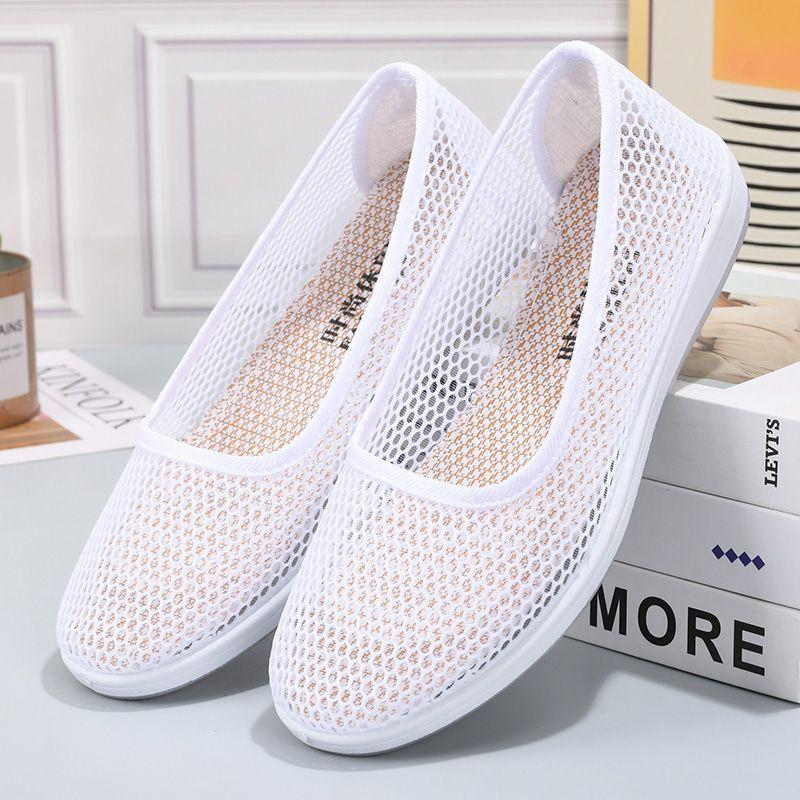 Scarpe estive da donna basse casual in rete con comode scarpe basse resistenti all'usura e versatili per il lavoro