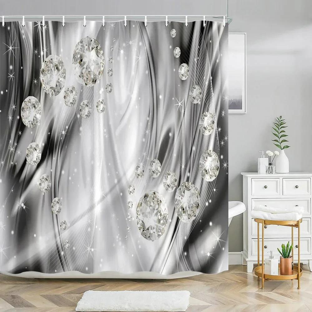 

3D Embossed Flower Geometry Shower Curtain Vine Leaves Butterfly European Luxury Waterproof Bathroom Art Decor Hooks Curtains 90x180cm-35x70in