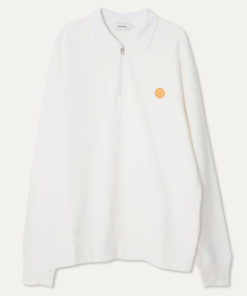 MAYOL Half-Zip Long-Sleeve Polo Sweatshirt_Ivory