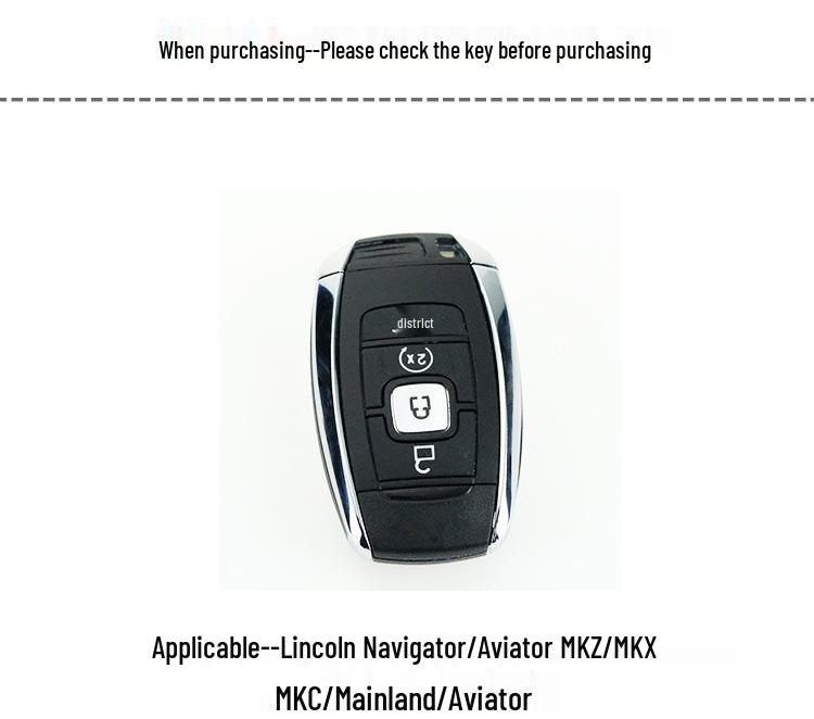 Applicable Lincoln Key Shell for Navigator, MKZ, Mariner, MKX, Continental - Remote Key Case/Car Key Bag