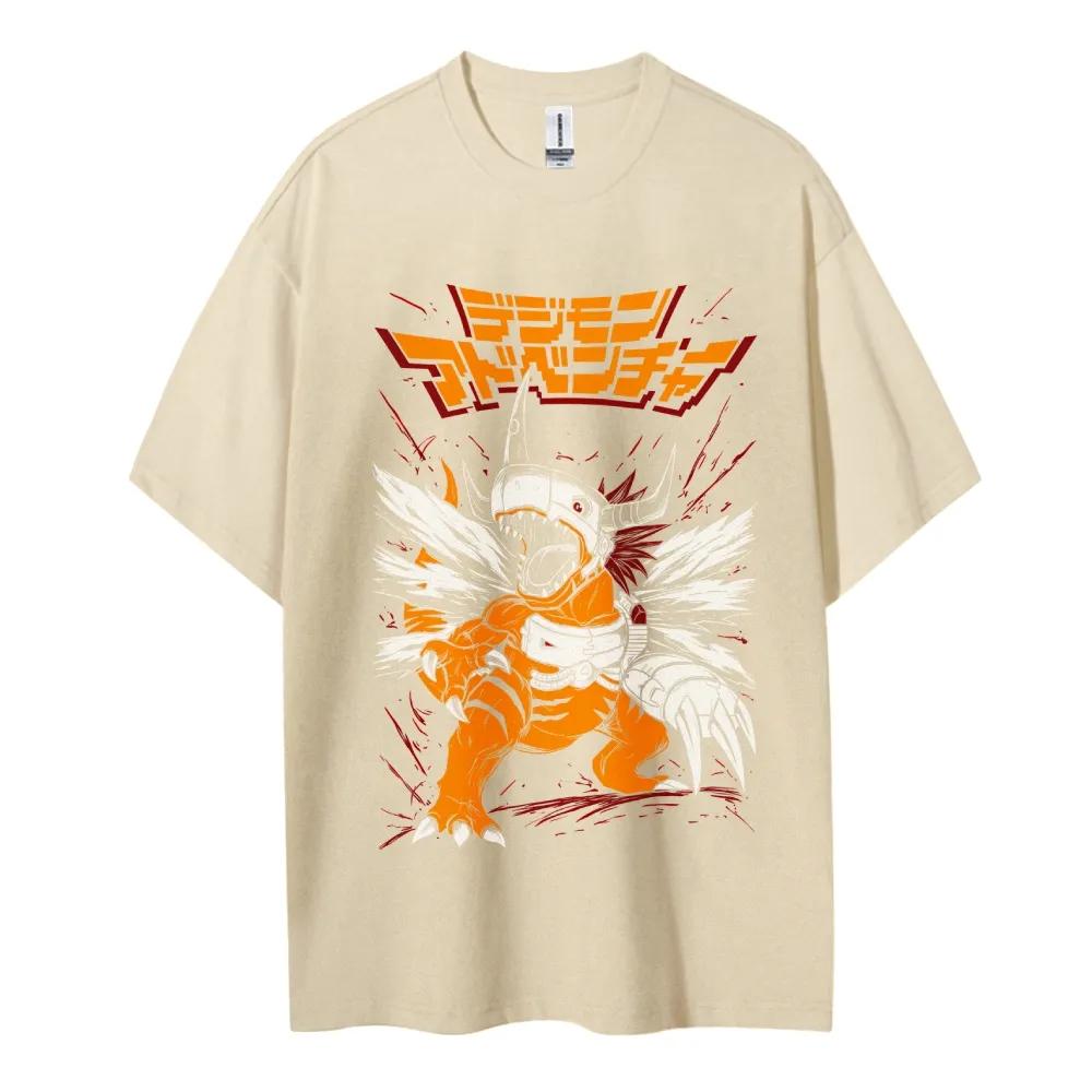 Digimon Cotton Unisex Round Neck Anime TShirt Mens and Womens Boys and Girls Summer Fashion Breathable Street TShirt