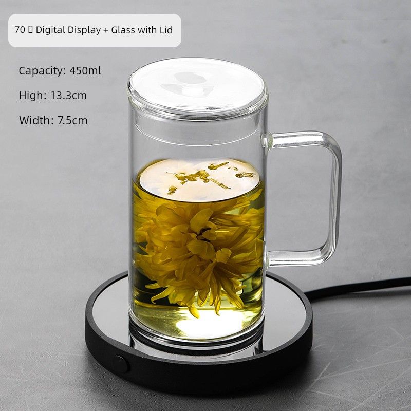 

Adjustable Temperature Base For Home Heating Coaster [Low Power] Insulated Coaster + 450ml Cup with Lid