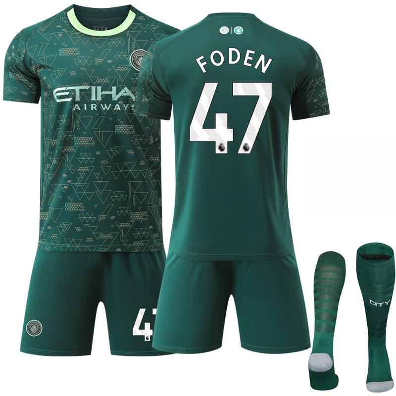 2025-26 Grüner Anzug 47 Foden Doku Fußballtrikot Nr. 9 Haaland Manchester City Drei Auswärts Grasgrün Trikot