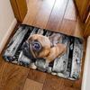 Cute Pug Dog Door Mat Colorful Knitted Yarn Print Non-Slip Entryway Rug Boho Rainbow Knit Pet Lover Floor Mat for Front Door