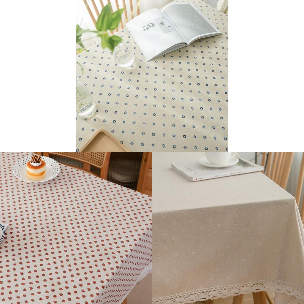 Modern French Country Rectangular Tablecloth Cotton Linen Floral Decor For Dining Room