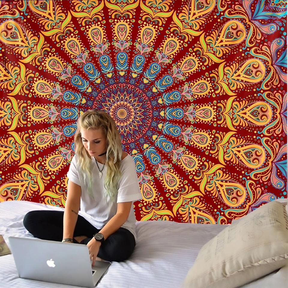 Mandala Tapestry Wall Hanging Boho Decor Wall Cloth Tapestries Psychedelic Hippie Night Moon Tapestry Mandala Wall Carpet