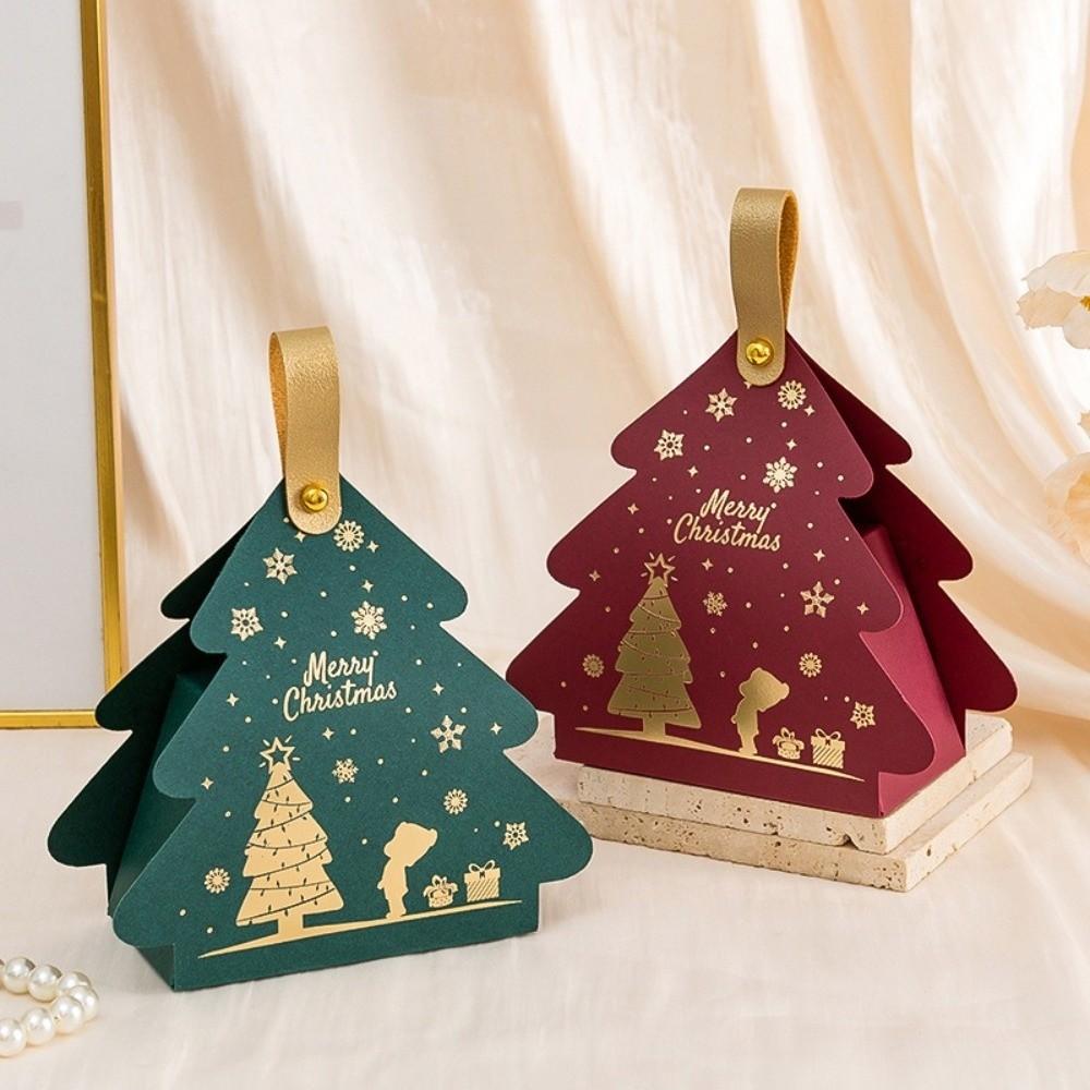 5pcs Triangle Shape Cookie Packaging Box Cardboard Holiday Gift Packaging  For Christmas Party