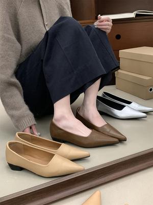 Moda 2025 Primavera Nuevos Mocasines sin Cordones para Exteriores Casuales Cómodos Diarios Ligeros Mocasines Elegantes de Punta Fina Zapatos Planos de Ballet para Mujer