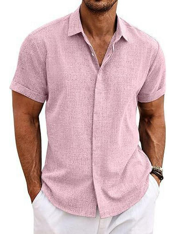 2024 Herren Freizeit Kurzarm Button-Down Strandhemd