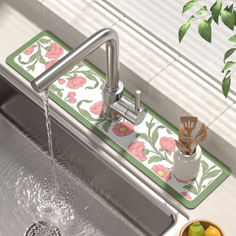 Wasserabsorbierende Matte für Wasserhähne, Küchenspülen, Waschbecken, Abtropfmatten, Spritzschutzmatten für Badezimmerarbeitsplatten