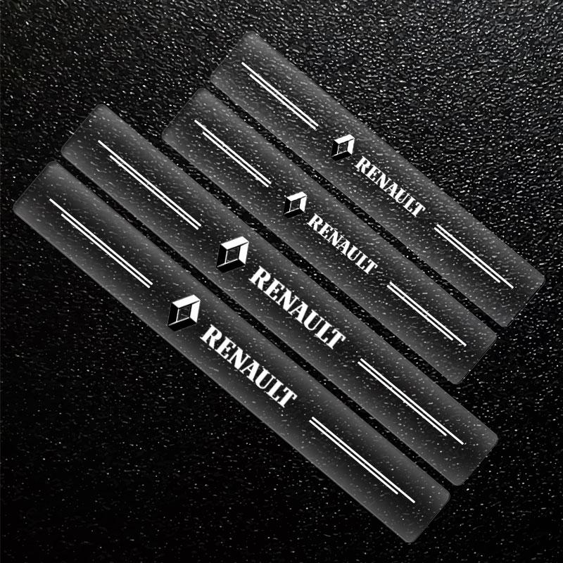 4Pcs Car Threshold Protector Transparent Decorative Badge 3D Sticker For Renault Dacia Koleos 1 Clio Laguna 2 Megane 2 3 Duster Logan Captur