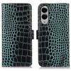 For Samsung Galaxy S25 Edge Case Wallet Crocodile Texture Genuine Cow Leather Phone Cover