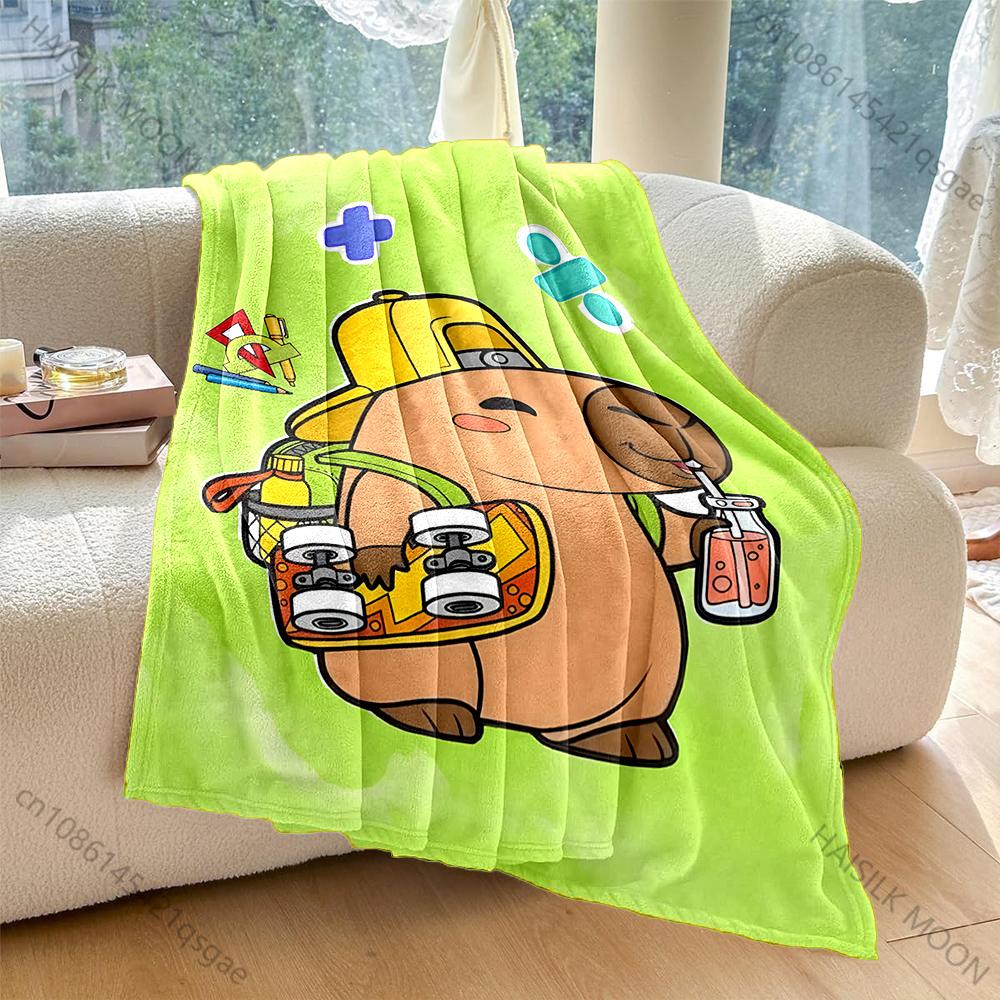 Mehrgrößen-Karikatur-Capybaras-Druck Warme und bequeme Decken für Erwachsene und Kinder Luxuriöse Geschenke für Zuhause, Reise, Camping