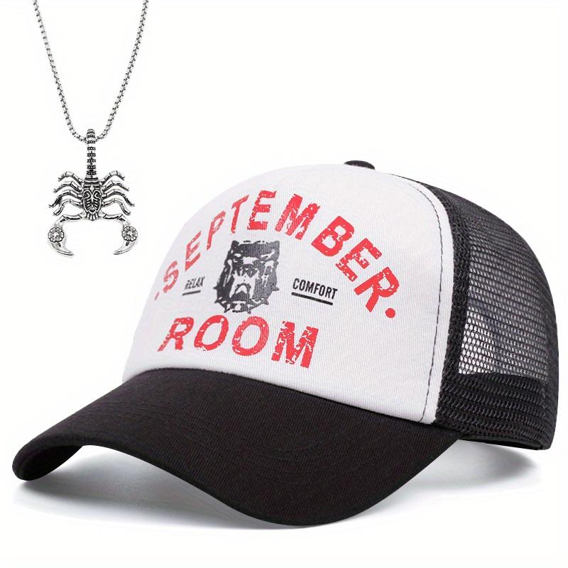 2pcs Men's Women's Hip-hop Cap Fashion Casual Cotton Hat Scorpion Pendant Necklace Set Couples Outdoor Sports with Sunshade Sun Duck Tongue Cap
