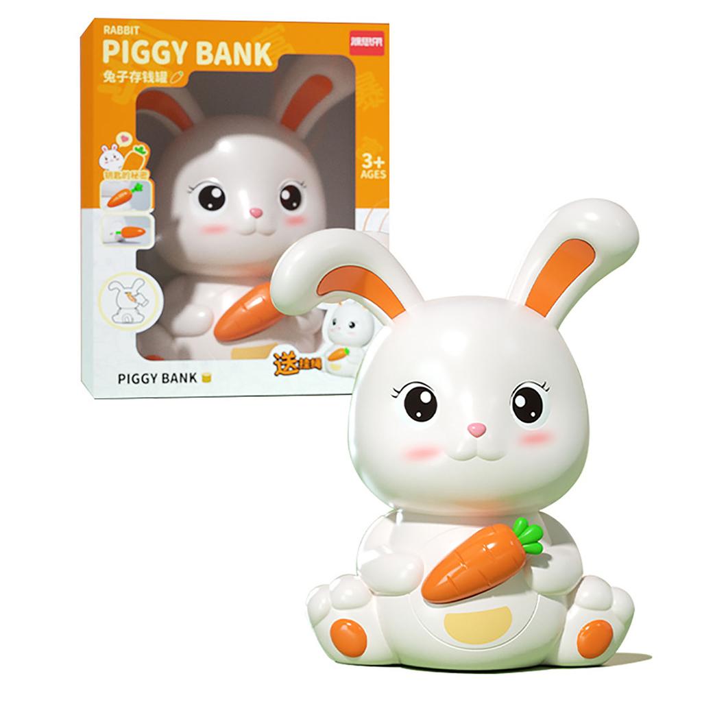 Piggy Bank Plastic Cute Rabbit Shape Fall Prevention Large Capacity Bunny Money Box for Children Gift