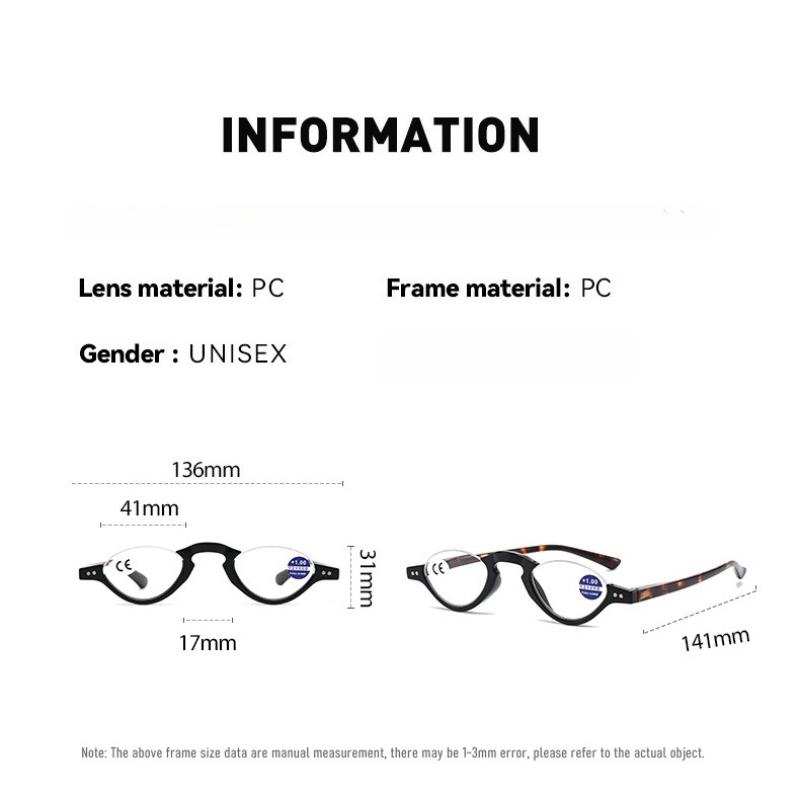 Stylish Half-Frame Blue Light Blocking Presbyopia Glasses Retro Men'S & Women'S Versatile Small-Frame Comfort Reading Glasses