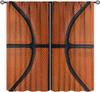 Rustic Basketball Curtain Vintage Texture Traditional Sport Print Window Curtains Kids Boys Teens With Rod Pocket Polyester