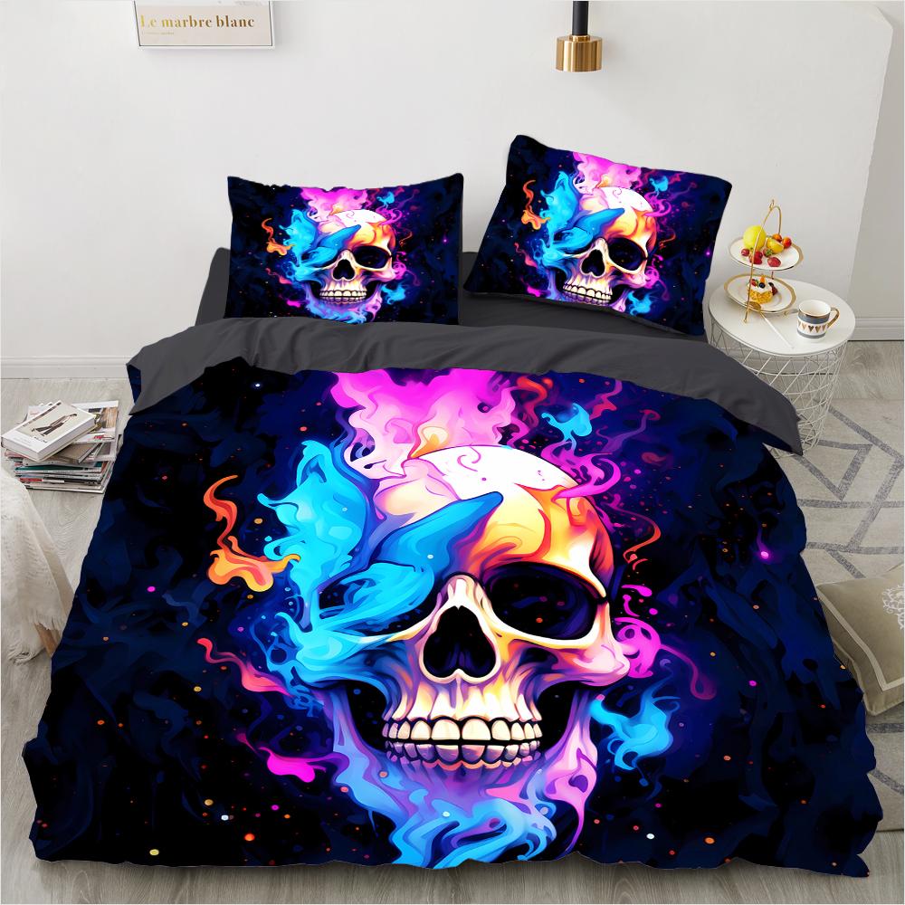 

3D-принт с рисунком черепа (Набор из трех предметов) Односпальный двуспальный комплект постельного белья с пододеяльником и наволочкой DE 135x200cm