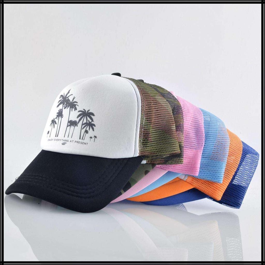 Tropisk palmetre mesh-caps sommerhatt fritid utendørs unisex CZ789 [White Fang] (rød)