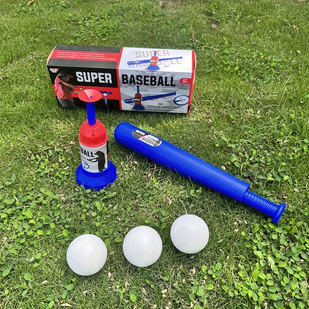 5Pcs Kids Baseball Set, 1 Adjustable Bat & 1 Ball Launcher With 3 Balls,Family Travel Game, Perfect For Thanksgiving/Christmas