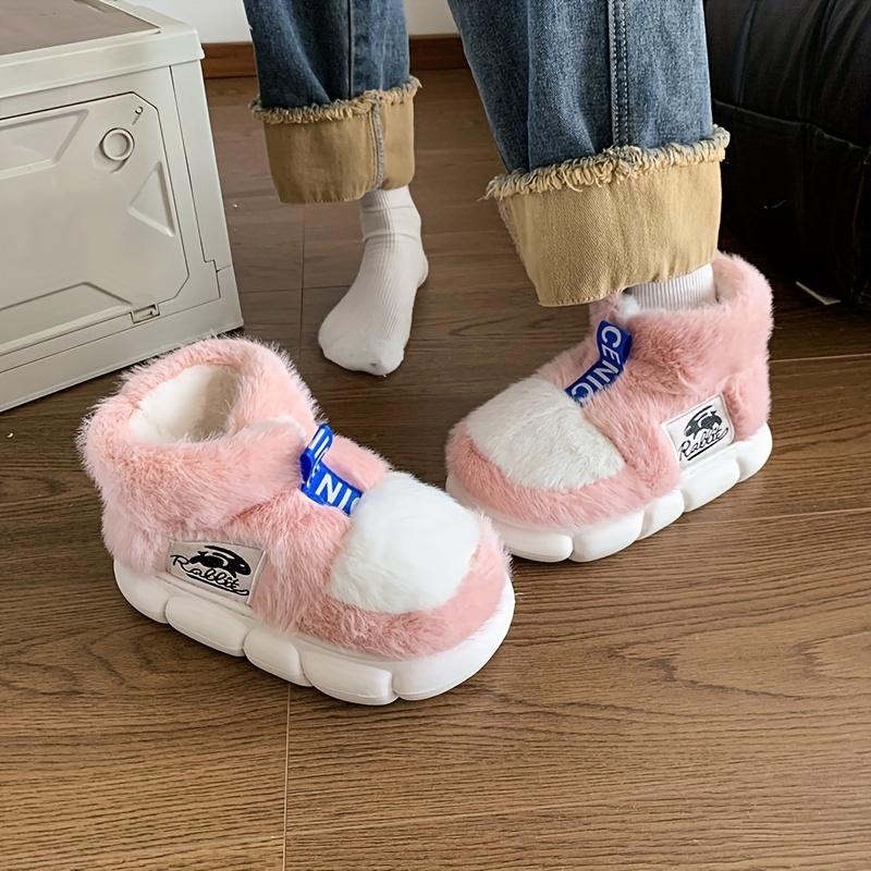 Unisex Winter Slippers with Thick EVA Sole - Plush Fleece Indoor/Outdoor Shoes, Non-Slip Warm Comfortable Casual Footwear for Men & Women
