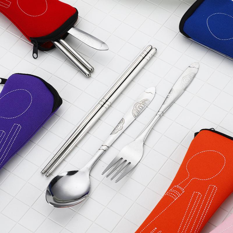 Durable Stainless Steel Flatware Set with Case for Travel Ideal for Camping and Hiking