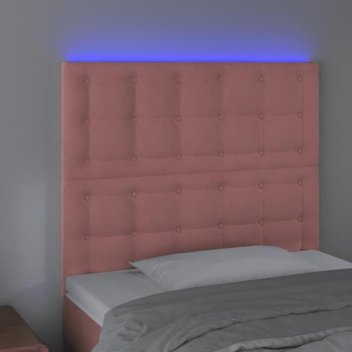 3122893 vidaXL LED Headboard Pink 80x5x118-128 Cm Velvet