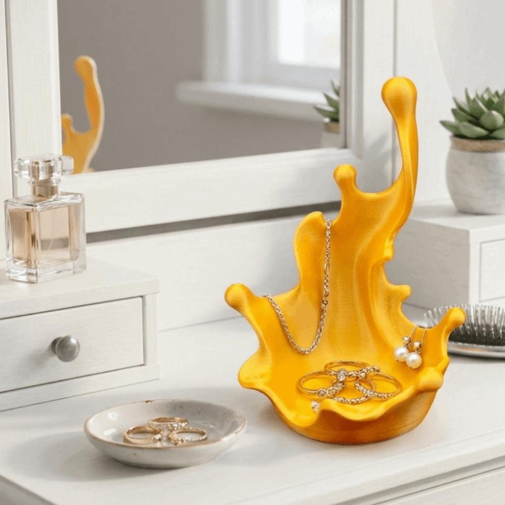 3D Printed Splash Shaped Jewelry Tray Wave Shaped Decorative Earring Necklace Storage Dish Vivid Plastic Key Ring Holder