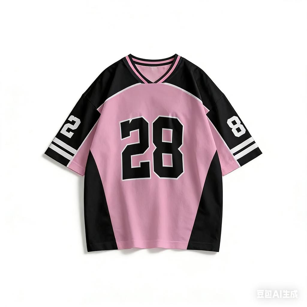 Vintage Digital 28 Printed Jersey Rugby Baseball Jacket Korean Jacket Short Sleeve Sports Street Short Sleeve Tops