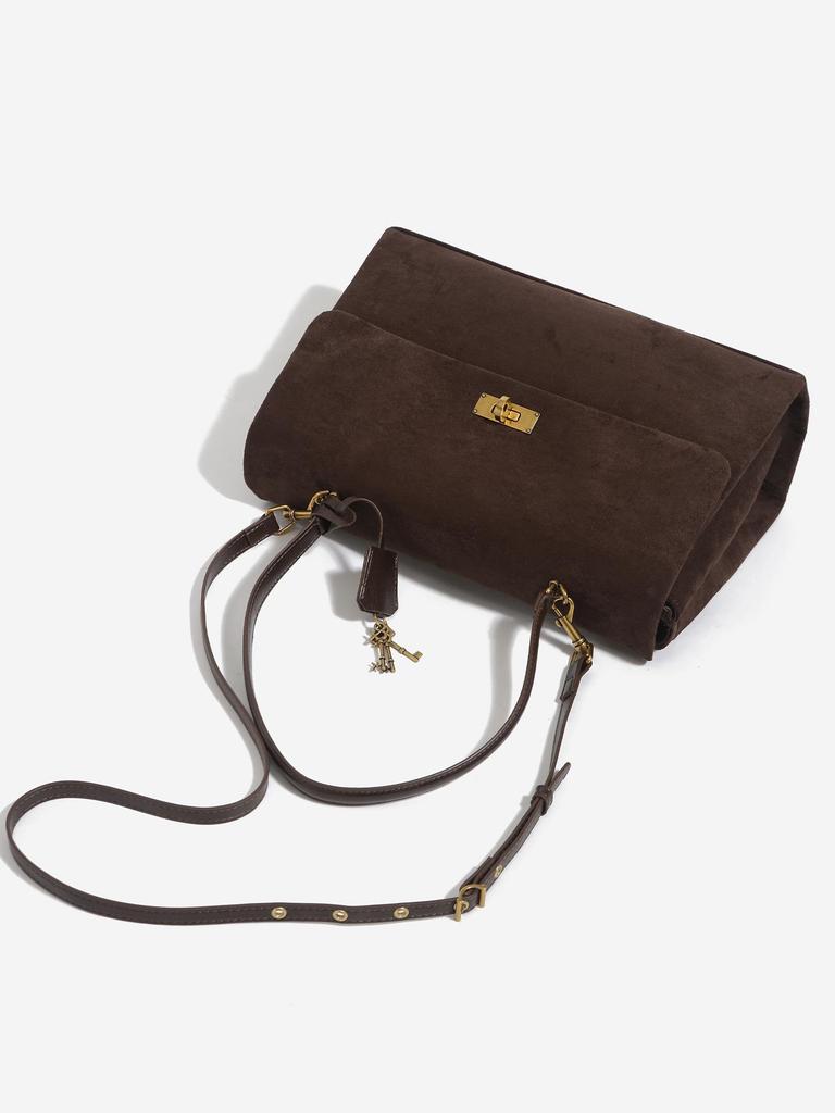 Suede Messenger Tote: Large Commuter Crossbody Handbag for Laptops