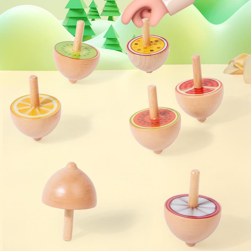 Animal Shaped Wooden Spinning Tops - Educational Toy Set for Children