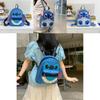Lilo Stitch Blue Monster Printed Pu School Bag With Inner Card Pocket For Teens