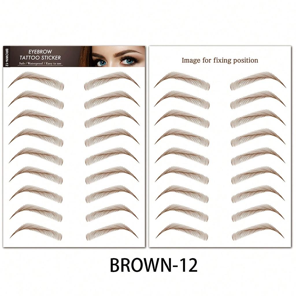 1 Sheet 6D Natural Black Brown Eyebrow Tattoo Sticker, Waterproof And Sweatproof Party Prom Dress Up Quick Makeup Disposable Temporary Eyebrow Tattoo