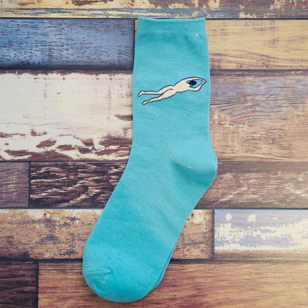 Unisex Autumn Winter Funny Cartoon Solid Color Elastic Cotton Middle Tube Crew Socks Creative Socks