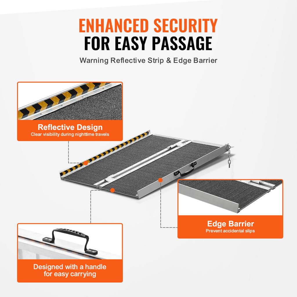SucceBuy Portable Wheelchair Ramp Non-Slip Aluminum Folding Threshold Ramp Foldable Mobility Scooter Ramp Wheel Chair Ramp