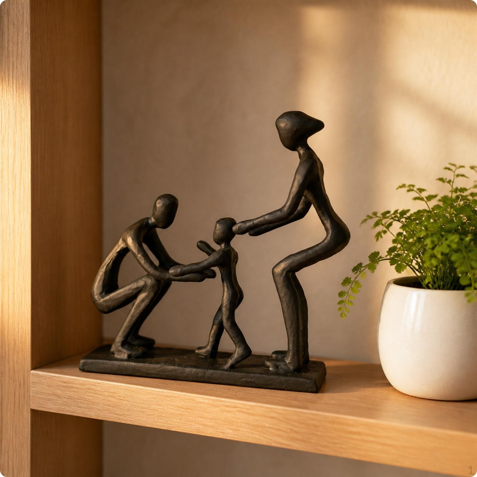 Family of Three Sculpture Modern Cast