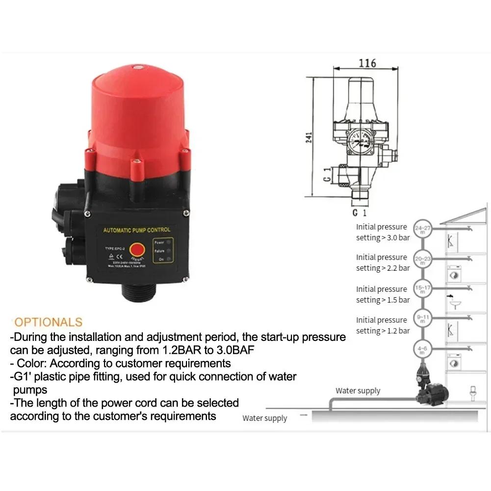 Druck 241*116mm Pumpe Elektronischer Schalter 9000 L h Wasserfluss Einstellbarer Druck Einstellungs-Erweiterte Steuerkabel