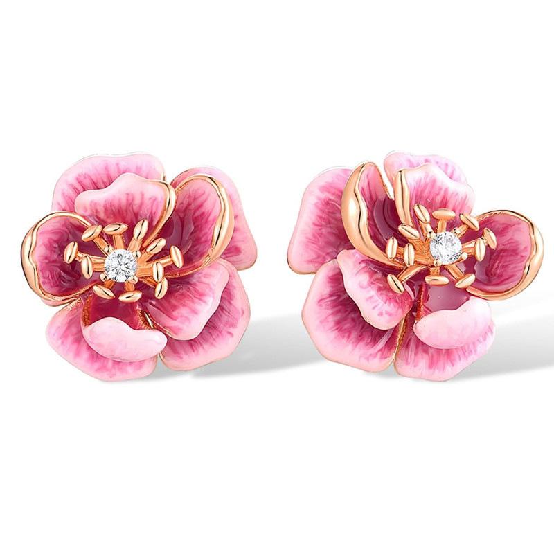 

Forest Style Light Luxury Temperament Gentle Earrings Women Handmade Enamel Personalized Painting Oil Flowers Sweet Accessories