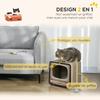 Cat Scratching Post, 2-in-1 TV Shape, House and Mat, Corrugated Cardboard, 39 x 29 x 37 cm, Brown
