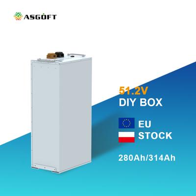 ASGOFT DIY 14.3/16kWh 48V/51.2V 16S 200A Home Energy Storage Prismatic Metal BMS Stackable Lithium Lifepo4 Battery Box Kit White