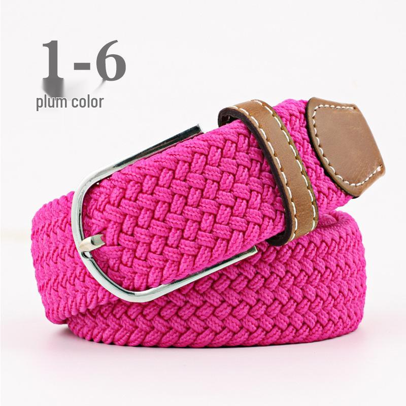Korean Style Elastic Braided Canvas Belt with Pin Buckle for Men and Women
