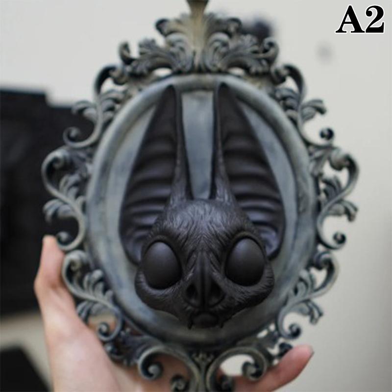 Gotische Kunst Harz Tierkopf Wanddeko Barockstil Wandbehang Rahmen Vintage Fledermaus Wandskulptur Heimdeko Gotische Statue