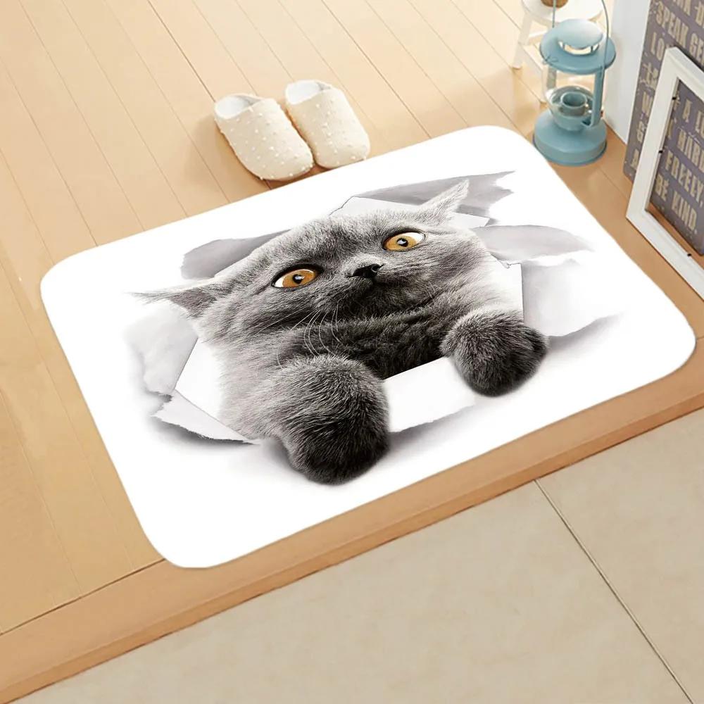 Cute Cat Dog  Pattern New Entrance Floor Mat Bathroom Absorbent Foot Door Mat Horror Skeleton Decoration Nonslip Area Foot Mats