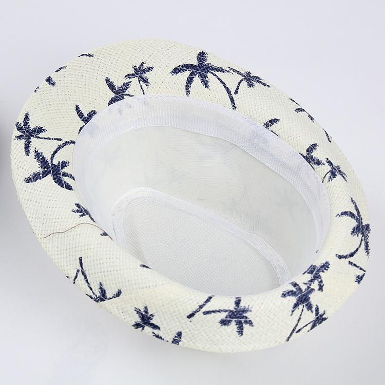 Sonnenhut Strohhut Paar Atmungsaktives Netz Strand Sonnenhut Kokospalmenmuster Herren- und Damen-Sonnenschutz Koreanischer Jazz Geschenk Hut