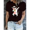 Women's Dancing Cow Print T-Shirt - Cute Cow Dance Short Sleeve Summer Top, Casual Round Neck Blouse for Casual Attire & Themed Parties,