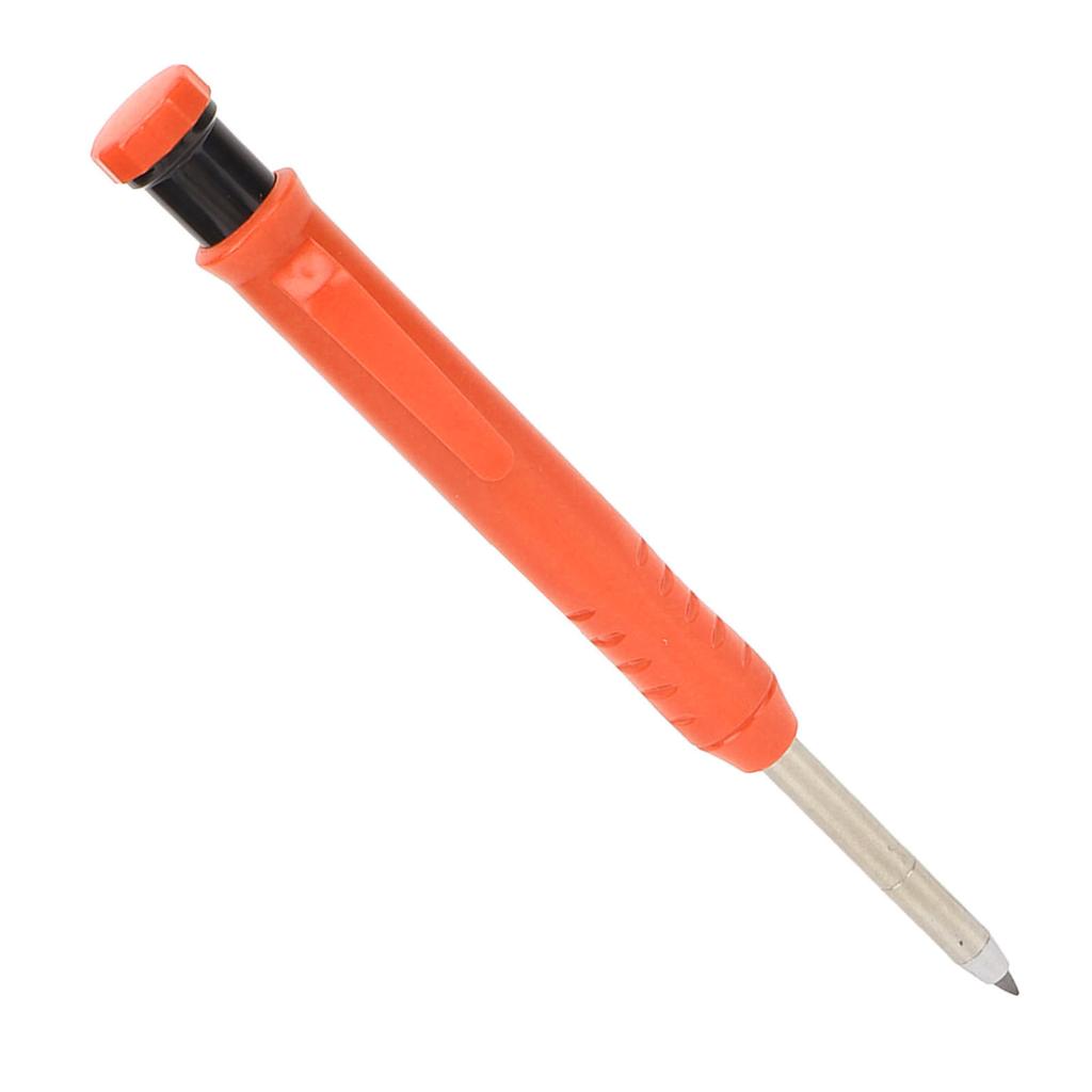 Mechanical Carpenter Pencil with Sharpener Woodworking Deep Hole Pencil for Metal Plastic Marking Orange