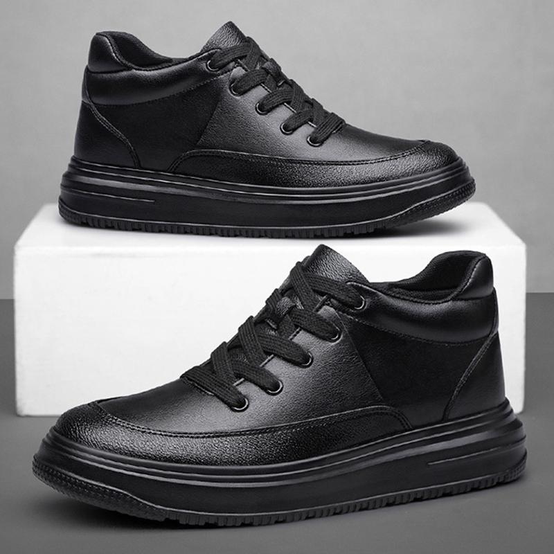 New Men Boots Genuine Leather Elevator Shoes Invisible Height Increase Shoes 4/6/8CM Men Casual Shoes Walking Work Shoes 37-44